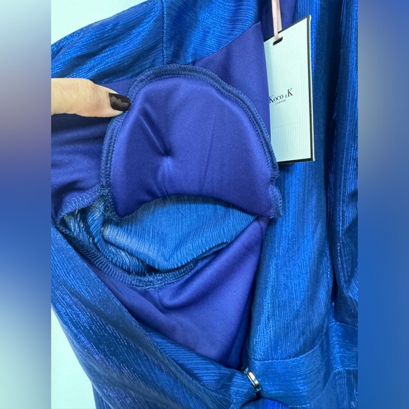 Koko & K London Cobalt Plisse Top with shoulder pads Size 2 - Picture 5 of 9